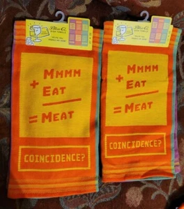 2 NEW MMM + Eat = Meat - Woven Super Soft Dish Towel Blue Q - Picture 1 of 6