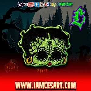 Muerta Betty 3 inch wide Patch Embroider Betty Boop spooky scary iamcesart - Picture 1 of 2