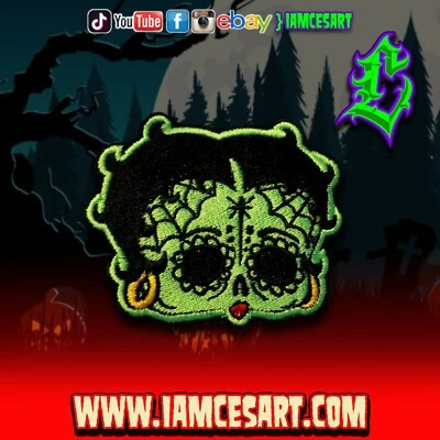 Muerta Betty 3 inch wide Patch Embroider Betty Boop spooky scary iamcesart - Image 1 of 2