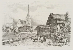 Meierhof in Obersaxen, Schweiz, Holzstich Romantik 1800-1849 Unbekannt (19.Jhd) - Bild 1 von 4