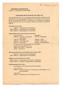 Piano di servizio divino cattolico Propsteipfarramt Lipsia DDR 1959 documento 5 pagine - Foto 1 di 4