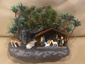 Vintage Retro Dekor Weihnachten Urlaub Kunststoff Krippe 70er Jahre Bethlehem Jesus - Bild 1 von 10
