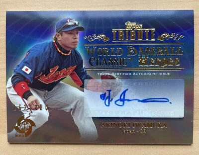 2013 TOPPS TRIBUTE WBC HEROES AKINORI IWAMURA BLUE AUTO 162/200 JAPAN  - Image 1 of 2