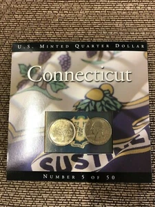 1999 CONNECTICUT STATE QUARTER SET UNCIRCULATED SEALED INFORMATION CARD P&D - Picture 1 of 3