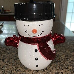 Bath And Body Works 2021 GLITTER SNOWMAN 3-Wick Pedestal Candle Holder