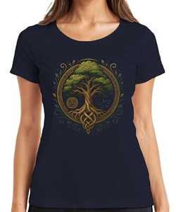 keltischer baum des lebens yggdrasil Wikinger Valhalla Nordisch Damen T-Shirt - Picture 1 of 15
