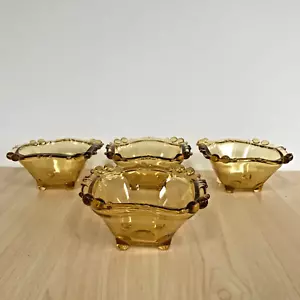 Orange Glas Dessertschalen Knabberschalen x 4 Wackelrand 12 cm eckig Vintage - Bild 1 von 11