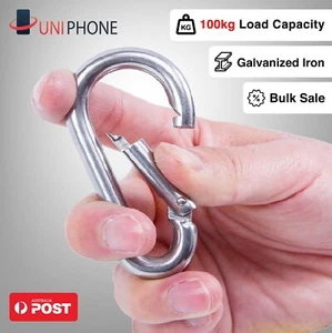 【Steel】Snap Hook Carabiner Boat Sail Shade Clip Camping Climbing Lock Key Ring - Picture 1 of 5