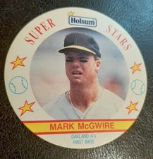 MARK MCGWIRE 1991 HOLSUM BREAD DISCS #16 OF 20 OAKLAND A'S!  VERY RARE CARD!!