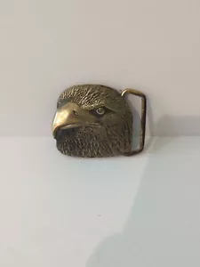 Rare Vintage Solid Brass BTS Eagle Head Belt Buckle 1973 - Picture 1 of 3