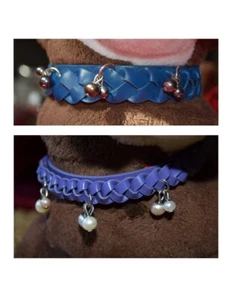 Pearl Pet-ites Pet Dog / Cat Collar Italian Leather Charms Pearl Bling XS S M L - Picture 1 of 12
