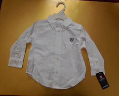 NUEVO CON ETIQUETAS Chaps 18 Mos. Camisa de vestir blanca cuello abajo botón Foto 1 de 2