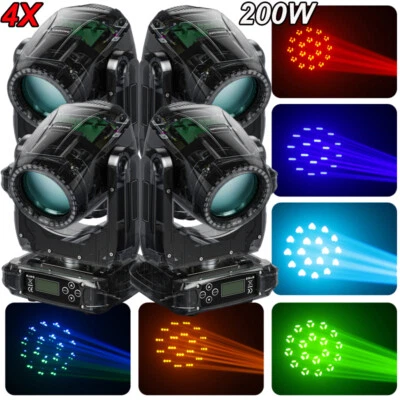 200W Moving Head LED Light RGBW Gobo Beam Stage 8Prism DJ Disco Club Show DMX US - Image 1 of 4