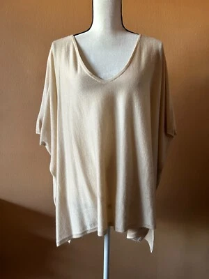 Poncho Suéter Ralph Lauren Etiqueta Negra Beige Seda Cachemira Talla Mediana Grande Foto 1 de 4