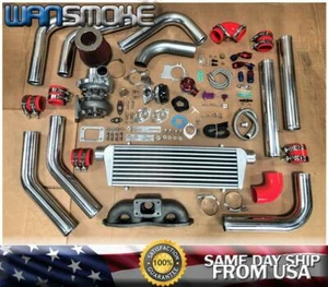 Red for 89-98 240SX S13 S14 KA24DE Altima T3 .63 Turbo Kit Manifold Intercooler - Picture 1 of 8