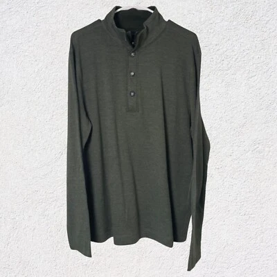 Suéter Banana Republic Henley Hombres XL Verde Cuello Simulado Preppy 1/4 Cremallera NUEVO Foto 1 de 4