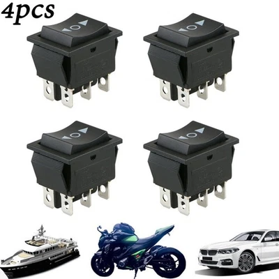 1.26x1.02x1.30in Rocker Switches 12V 4 Pieces 6Pin Black Button For DPDT - Image 1 of 4
