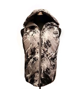 Gerry Hooded Puffer Vest Women's Large Silver Geometric - Picture 1 of 6