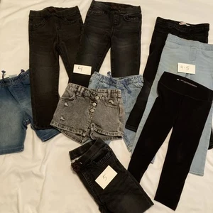 Lot Of 9 Girls Size 4-5T Jeans & Shorts, Levis, Garanimals, & Wonder Nation EUC - Picture 1 of 17
