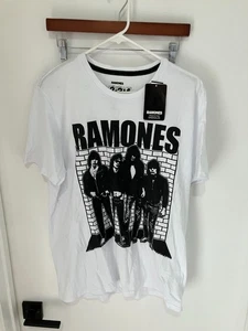 T-shirt unisex a fascia Ramones 1-2-3-4, bianco/nero, taglia large, nuova con etichetta - Foto 1 di 3
