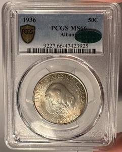 1936 50c PCGS MS 66 CAC Albany Commemorative Half Dollar - Picture 1 of 4