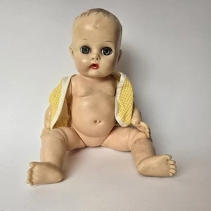 50er Jahre Vogue Drink & Wet Baby Puppe - Schlafaugen, gelbes Gingham - gruselig Vintage - Bild 1 von 24