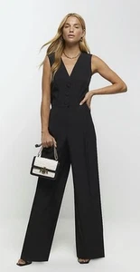 River Island Women’s Black Polyester Jumpsuit Size 10. New Without A Tag - Picture 1 of 8
