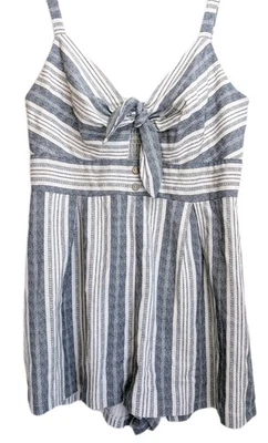 Mameluco Lily Rose Talla XL Azul Blanco Rayas Cambray Lino Costa Playa Verano Foto 1 de 4