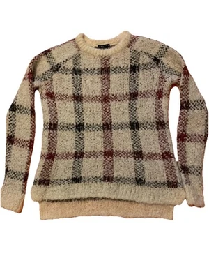 Theory Wool Mohair Alpaca Plaid Sweater  Extra Warm Size P - Изображение 1 из 4