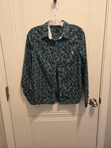 Women's U.S. Polo Assn. Long Sleeve Button Down Blouse - Size M - Multicolor - Picture 1 of 1