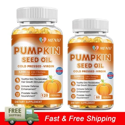 MENXI Estratto di Olio di Semi di Zucca 3000mg 60/120 Capsule Uomo Salute Prostata Apparato Urinario