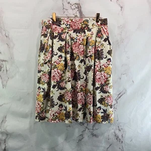 ModCloth Skirt Womens Large Pink Floral Cottagecore Pleated A Line Hero Cotton - Picture 1 of 11