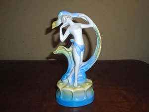 Vintage Figural FLOWER FROG Art Nouveau Deco Germany DEP Porcelain - Picture 1 of 13