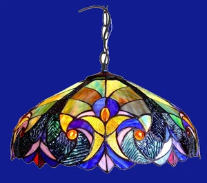 Ceiling Pendant Fixture Victorian Tiffany Style Stained Glass ONE THIS PRICE - Picture 1 of 2