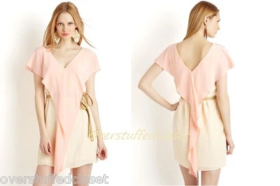 Новый с Ярлыками $348 2B. Rych бабочка рукав галстук талии оболочка персиковый шелк платье 4 - Изображение 1 из 3