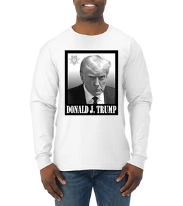President Donald Trump Georgia Mugshot Face Political Mens Long Sleeve Shirt - Picture 1 of 16