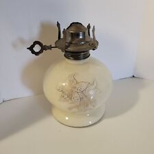 Vintage Floral Lily Globe Shaped Glass Oil Lamp