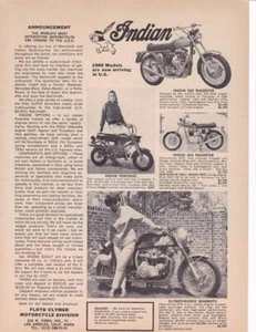 1969 Floyd Clymer Indian Motorcycle Print-Ad / Full Line-Up - 1000cc/750cc/Pony - Bild 1 von 1