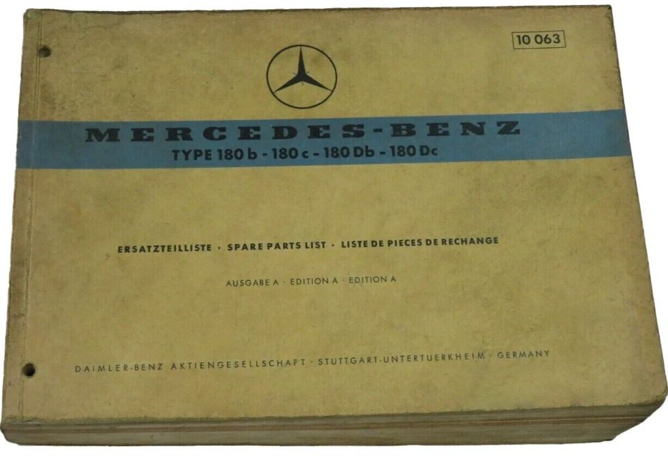 1959 1960 1961 1962 Mercedes Benz 180B 180C 180DC Sedán Catálogo de piezas Manual Foto 1 de 1
