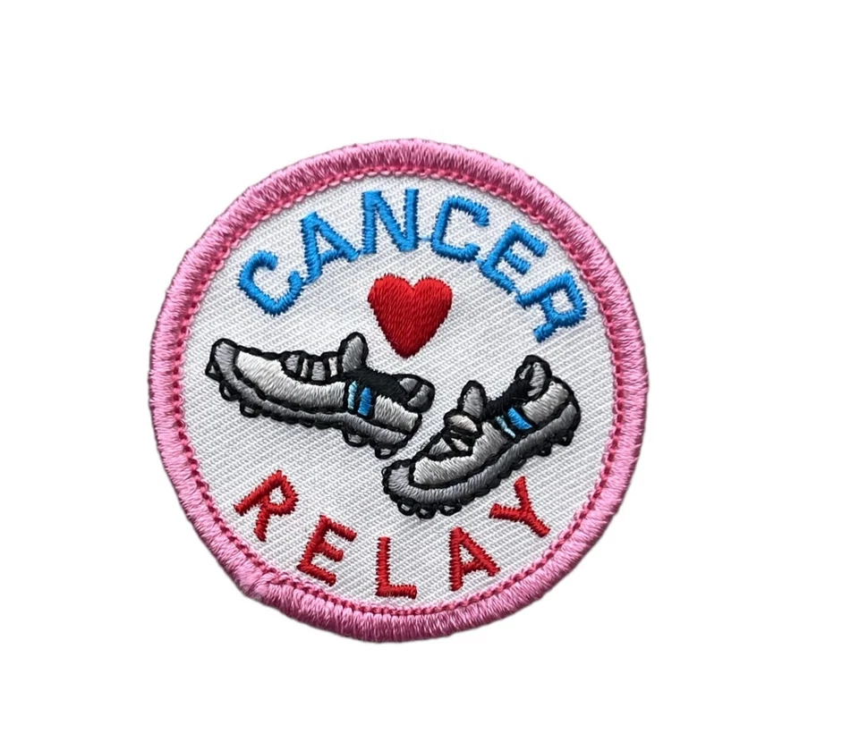 Pink Ribbon Relay For The Cure Cancer Badge 2 inch Patch AVA1432 F7D14M - Image 1 of 1