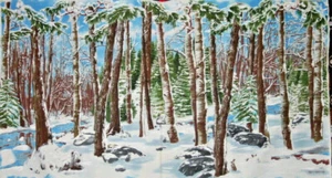 WINTER TREES PANEL FROM MICHAEL MILLER 100% COTTON FABRIC - Picture 1 of 3