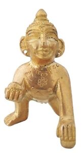 Brass Bal Gopal Idol Laddu Gopal Statue Golden Thakurji Murti 3*1*2 inch(BS871L)