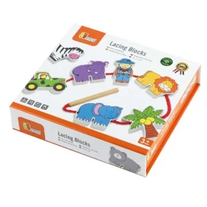 Wooden Lacing Blocks -- Jungle Animals by Viga Toys - Picture 1 of 2