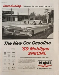 Mobil Mobilgas 1958 anuncio especial vintage 13 x 10 1959 coche nuevo Buick Invicta - Imagen 1 de 1