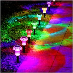Priddop 8 Pack LED Color Changing Solar Pathway Lights Waterproof Garden Decor - Picture 1 of 9