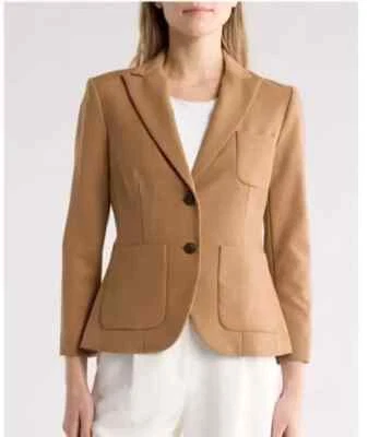 NUEVO, Blazer Rag & Bone Nancy Tela Crepé Calce Clásico en Camel Talla 12 #SJ1424 Foto 1 de 4