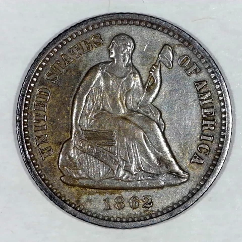 1862 Seated Liberty Half Dime AU #X207 Cover