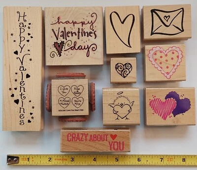 Rubber Stamp Lot of 13. Valentines, Hearts, Love, Mail & Cupid Chick. - Image 1 of 4