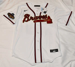 New! Nike 2021 World Series Champions Gold Jersey Atlanta Braves Ronald Acuna Jr - Picture 1 of 20