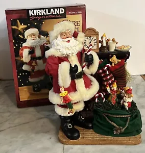 Kirkland Santa Claus Fireplace Christmas Figure Display Fabric Mache 212206 +Box - Picture 1 of 4